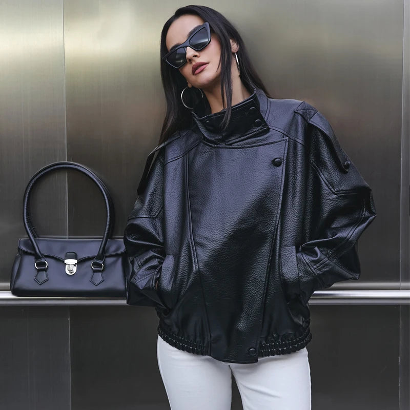 Chaqueta Bomber De Invierno,Imitación De Piel.