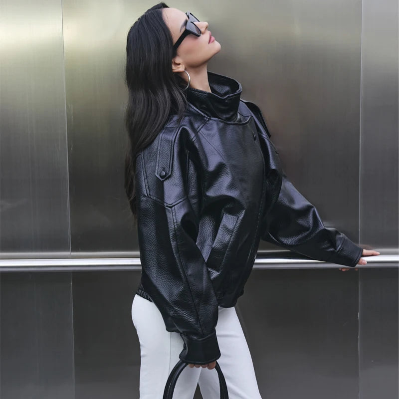 Chaqueta Bomber De Invierno,Imitación De Piel.