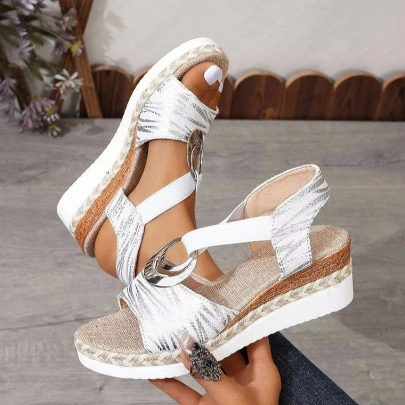 Sandalias de plataforma con estampado de serpiente,tipo gladiador cómodas y informales.