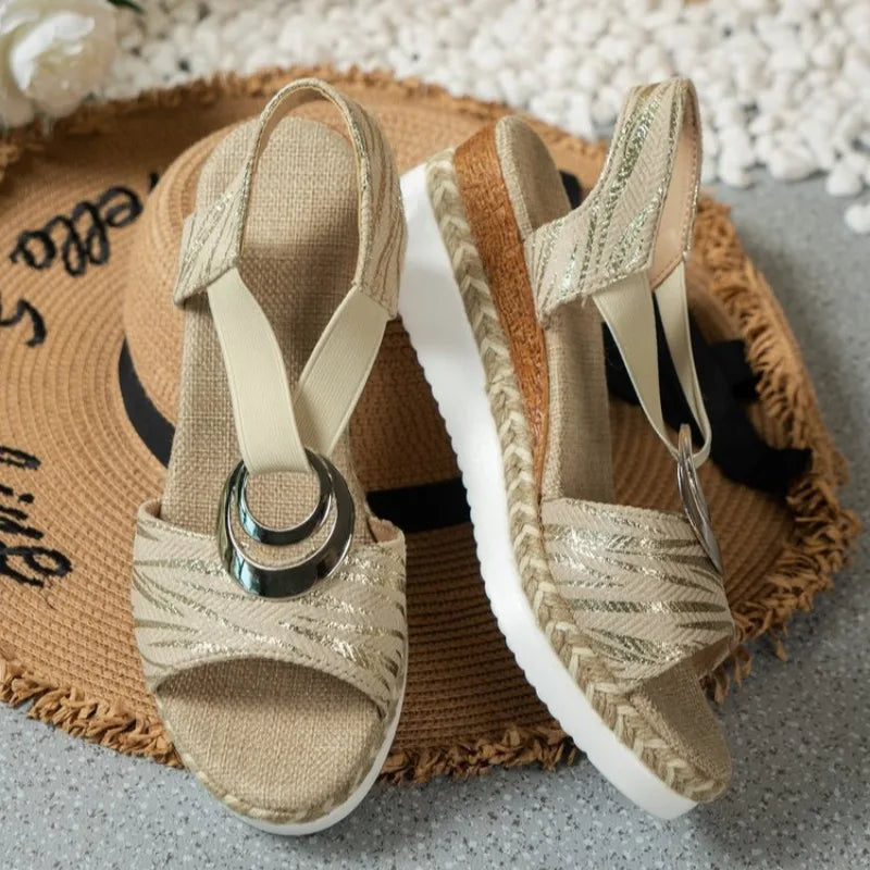 Sandalias de plataforma con estampado de serpiente,tipo gladiador cómodas y informales.