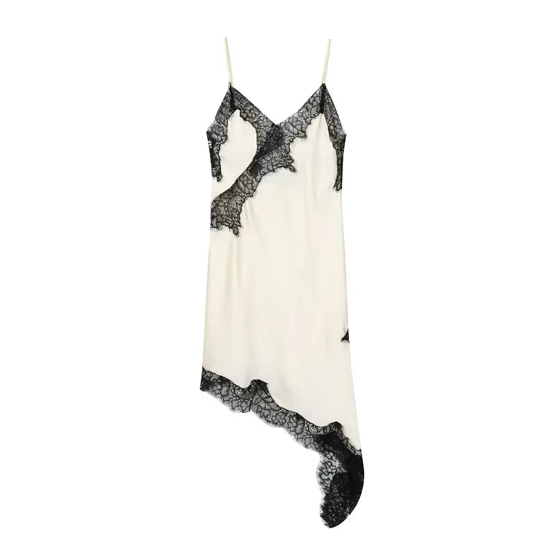 Vestido Mini Encaje Asimétrico De Fiesta.
