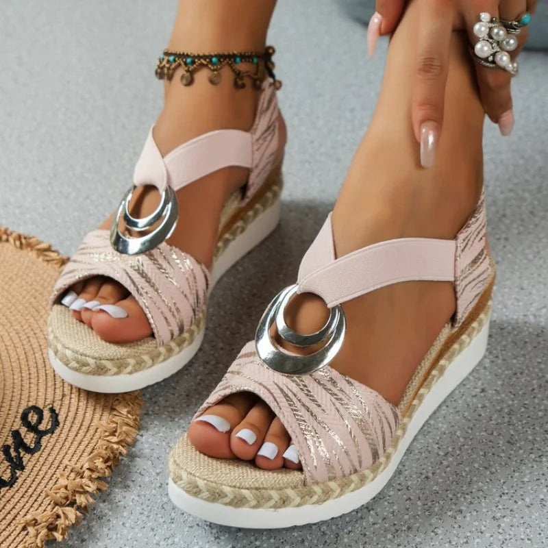 Sandalias de plataforma con estampado de serpiente,tipo gladiador cómodas y informales.