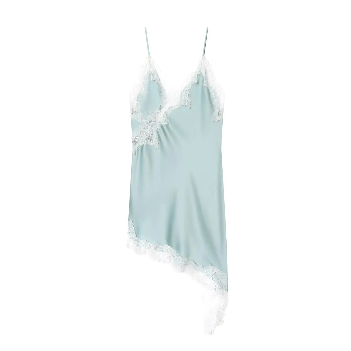 Vestido Mini Encaje Asimétrico De Fiesta.